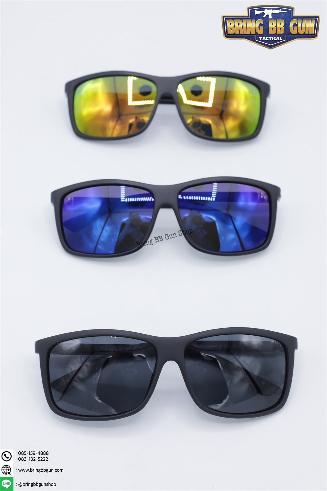 แว่นกันแดด เลนส์ Polarized (เลนส์โพลาไรซ์) รุ่น ทรงกรอบสี่เหลี่ยม