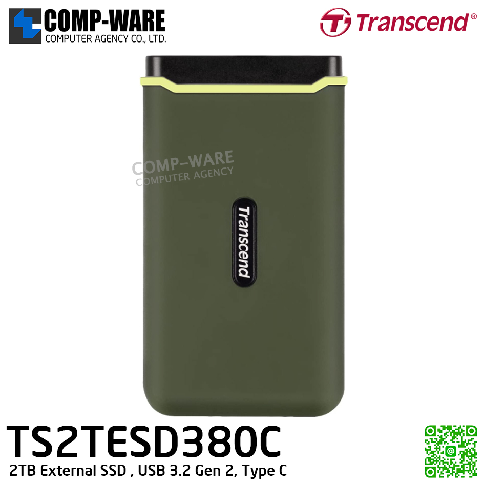Transcend ESD380C 2TB External SSD , USB 3.2 Gen 2, Type C , TS2TESD380C - 3Y Warranty - Portable SSD