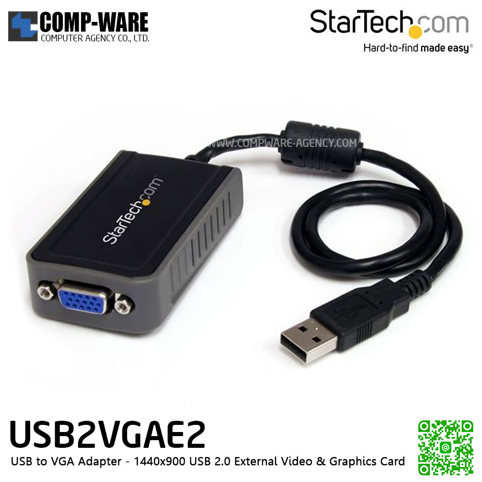 StarTech USB2VGAE2 USB to VGA Adapter - 1440x900 USB 2.0 External Video & Graphics Card , Multi-Monitor , USB-Powered , Supports Windows