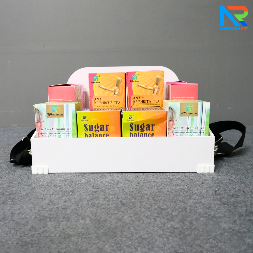 SAMPLING MOBILE TRAY ถาดแจกเคลื่อนที่ ขนาด (W)40 x (D)30 x (H)23 cm. พร้อมสายคล้องคอ