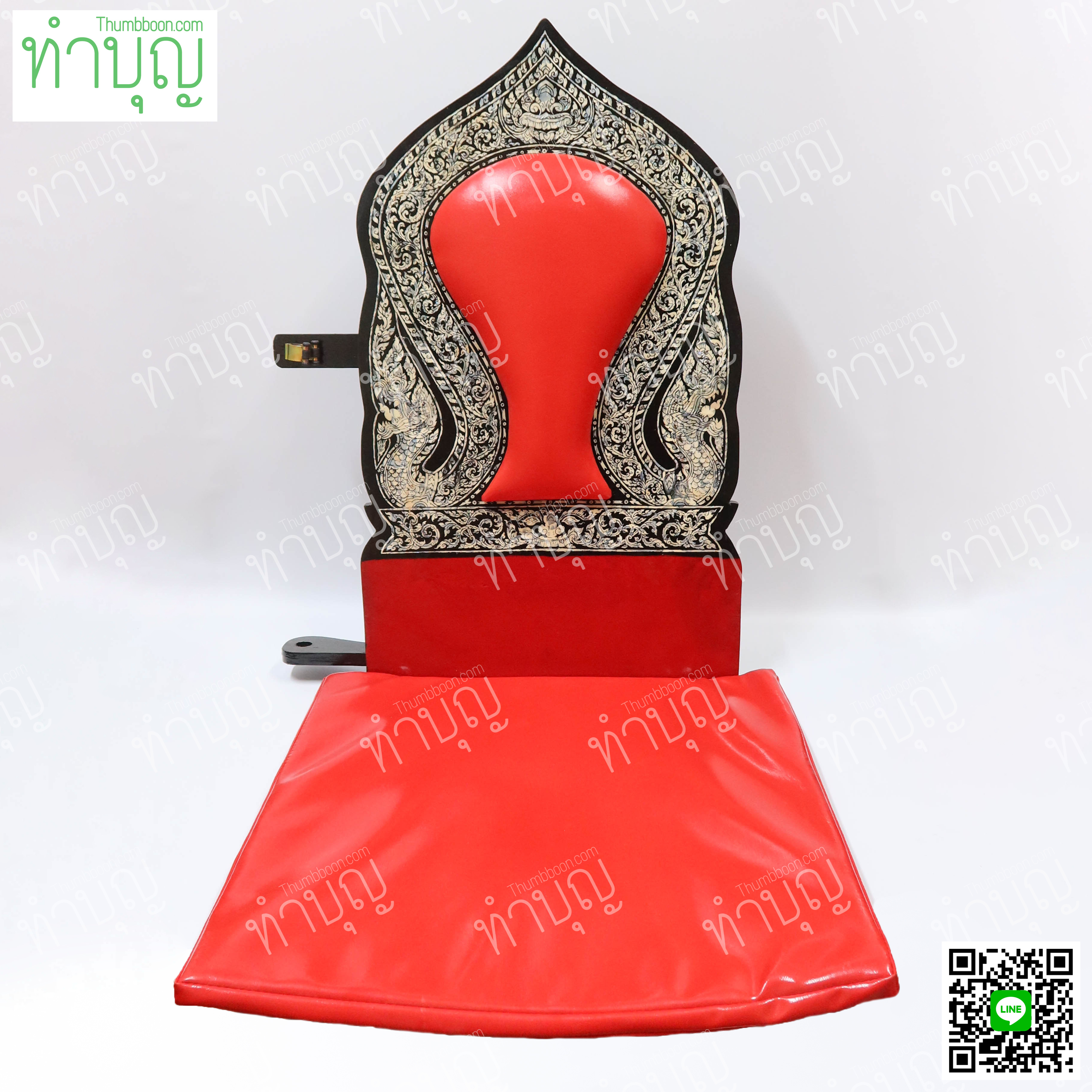 อาสนะพิงมุก พร้อมเบาะนวม และ ที่ตั้งตาลปัตร