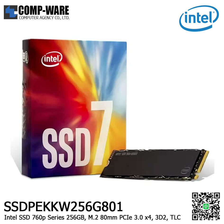 Intel SSD 760p Series (256GB, M.2 80mm PCIe 3.0 x4, 3D2, TLC) - SSDPEKKW256G801