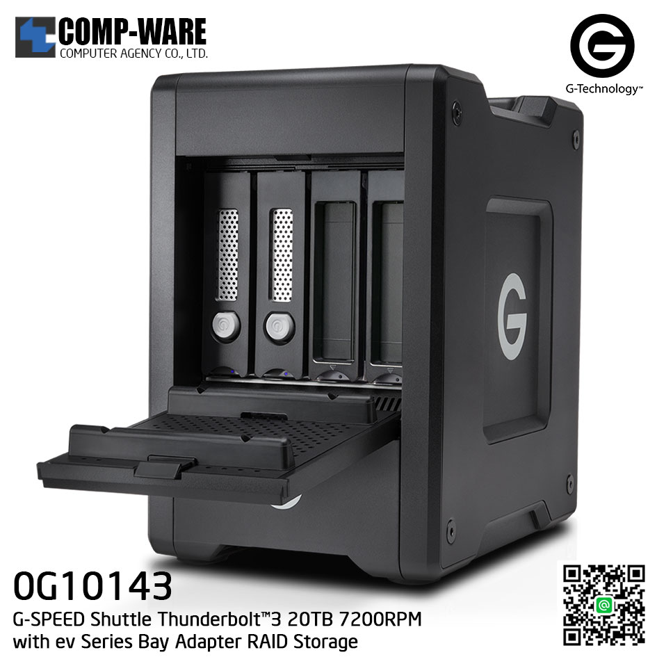 G-Technology G-SPEED Shuttle Thunderbolt™3 20TB 7200RPM with ev Series Bay Adapter RAID Storage - 0G10143