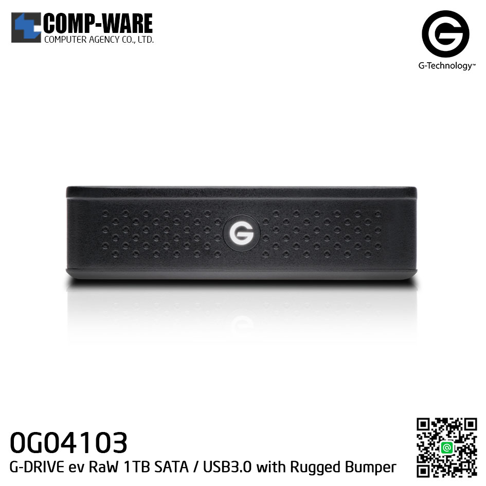 G-Technology G-DRIVE ev RaW 1TB 5400RPM SATA / USB3.0 Portable Hard Drive with Rugged Bumper - 0G04103