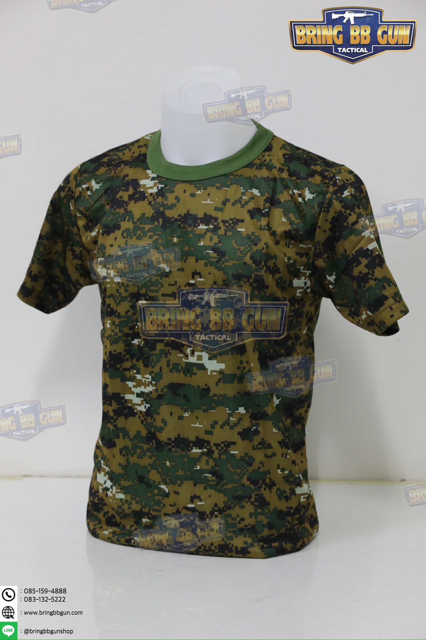 เสื้อยืดคอกลมลายพราง พิมพ์ลาย3D ผ้า TC