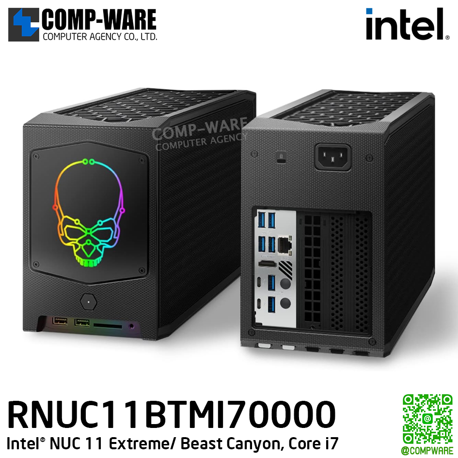 Intel NUC Beast Canyon, Intel NUC 11 Extreme , Core i7, without power cord, single pack / 3Y Warranty / เครื่องเปล่า ไม่รวมสายต่อ - RNUC11BTMI70000,99A8VJ