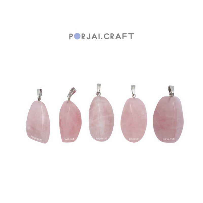 Rose Quartz Free Form Pendants จี้โรสควอตซ์