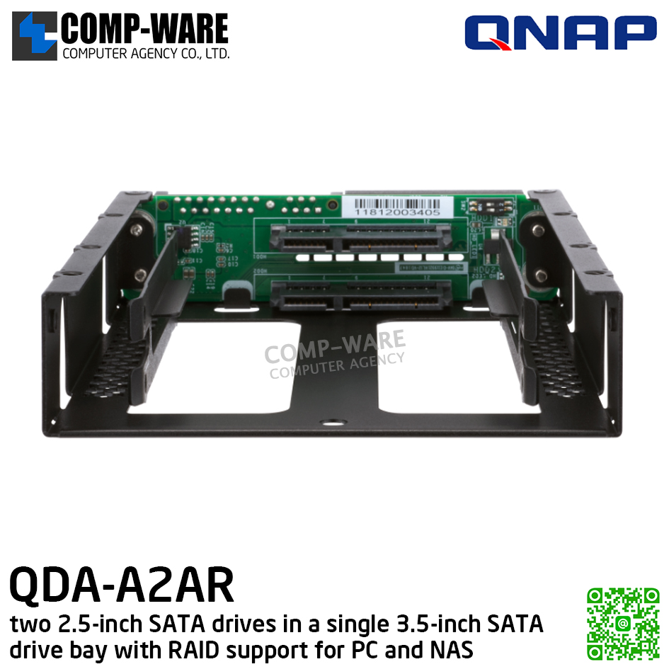 QNAP QDA-A2AR two 2.5-inch SATA drives in a single 3.5-inch SATA drive bay with RAID support for PC and NAS (รับประกัน 1 ปี)