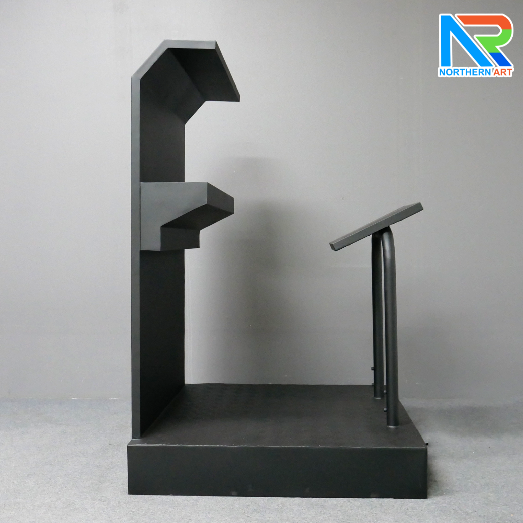 โพเดียมรปภ. เหล็ก ขนาด (W) 85 x (L) 87 (H) 135 ซม. พร้อมชั้นวางเอกสาร พื้นเหล็กลายตีนเป็ดกันลื่น แข็งแรงทนทาน