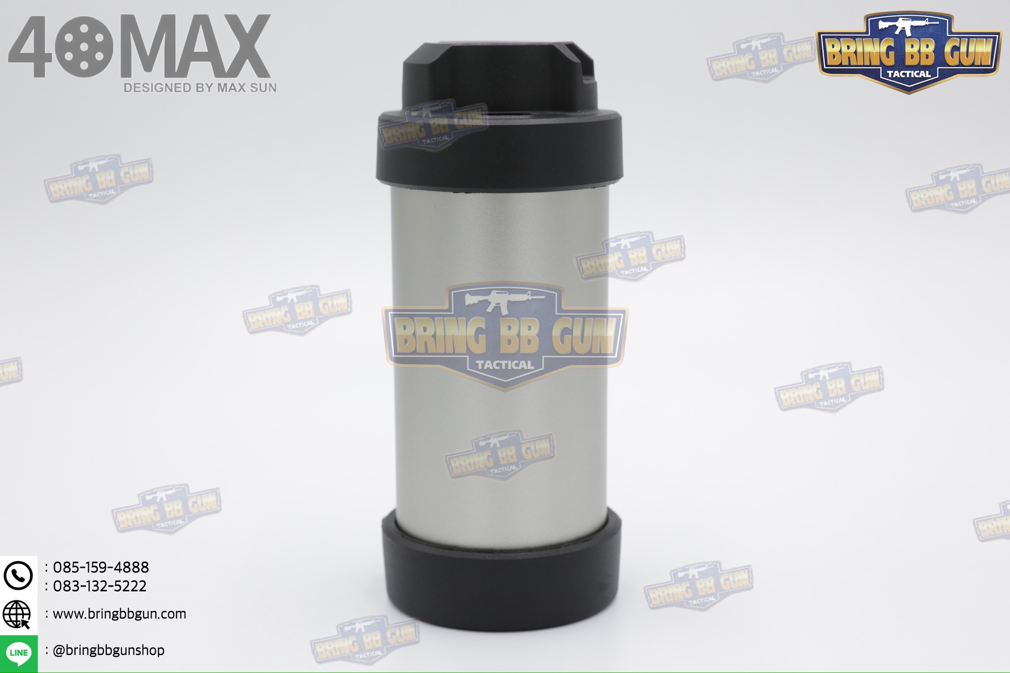 Airsoft Grenade ยี่ห้อ 40MAX รุ่น Whirligig II (Version2) (ระเบิดลูกกระสุนบีบีกันแบบอัดแก๊ส) (40MAX 6mm. BBS Tactical Whirligig II Impact Grenade)