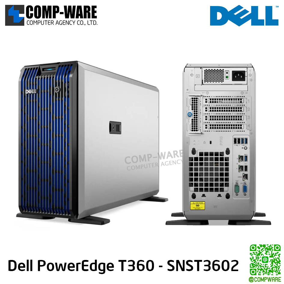 Dell PowerEdge T360 (SNST3602) - Xeon E-2434 / 16GB ECC / 2x480GB SSD SATA 6Gbps 2.5in / PERC H755 Controller / Redundant 600W PSU / DOS / 3Yr Pro Support