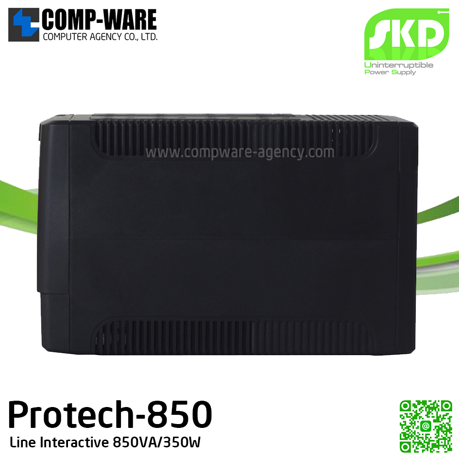 SKD UPS Protech-850 850VA/350W, Batt 12V5Ah*1, Backup time 5-10 mins, Line Interactive รับประกัน 2ปี