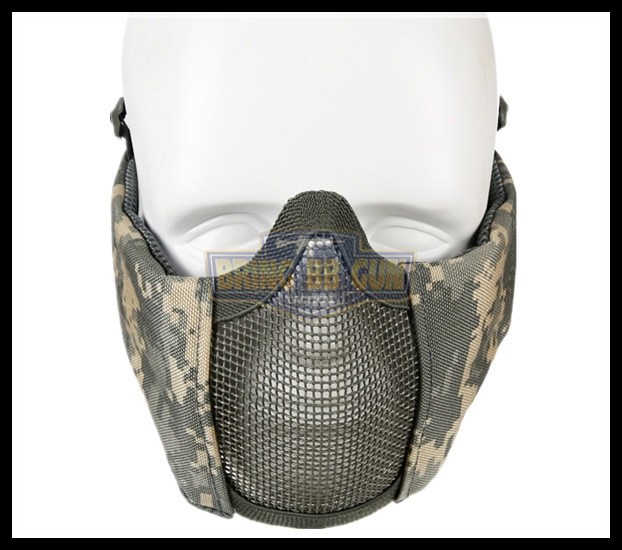 หน้ากากตะแกรงครึ่งหน้า รุ่นแก้มผ้ามีที่ปิดหู