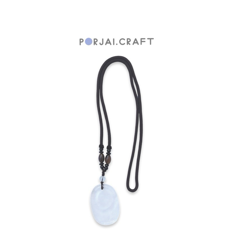 Clear Quartz Worry Stone Necklace สร้อยคอควอตซ์ใส