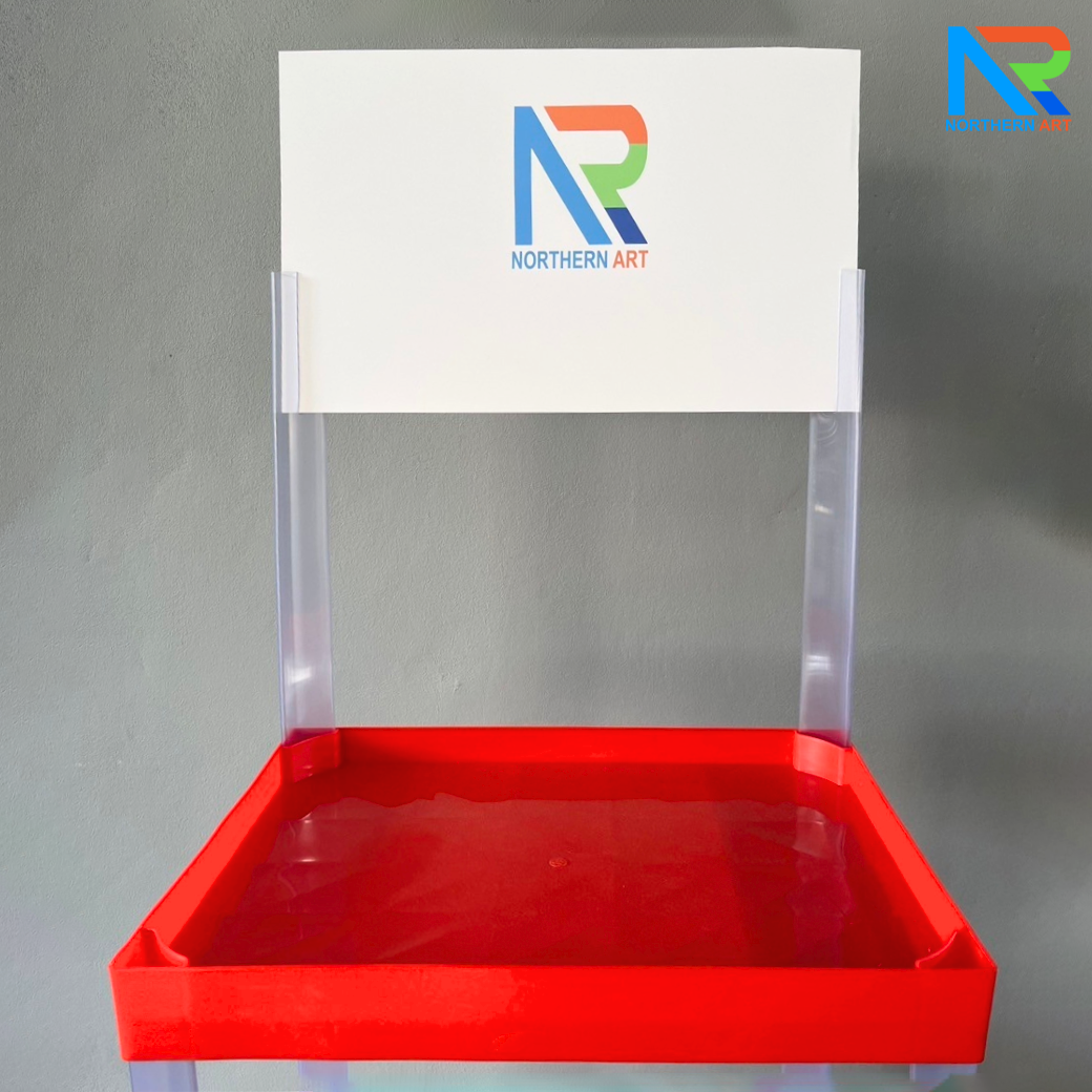 ชั้นวางสินค้าพลาสติก 3 ชั้น สีแดง ขนาด (W) 53 x (L) 35 x (H) 140 cm. น้ำหนักเบา ถอดประกอบได้