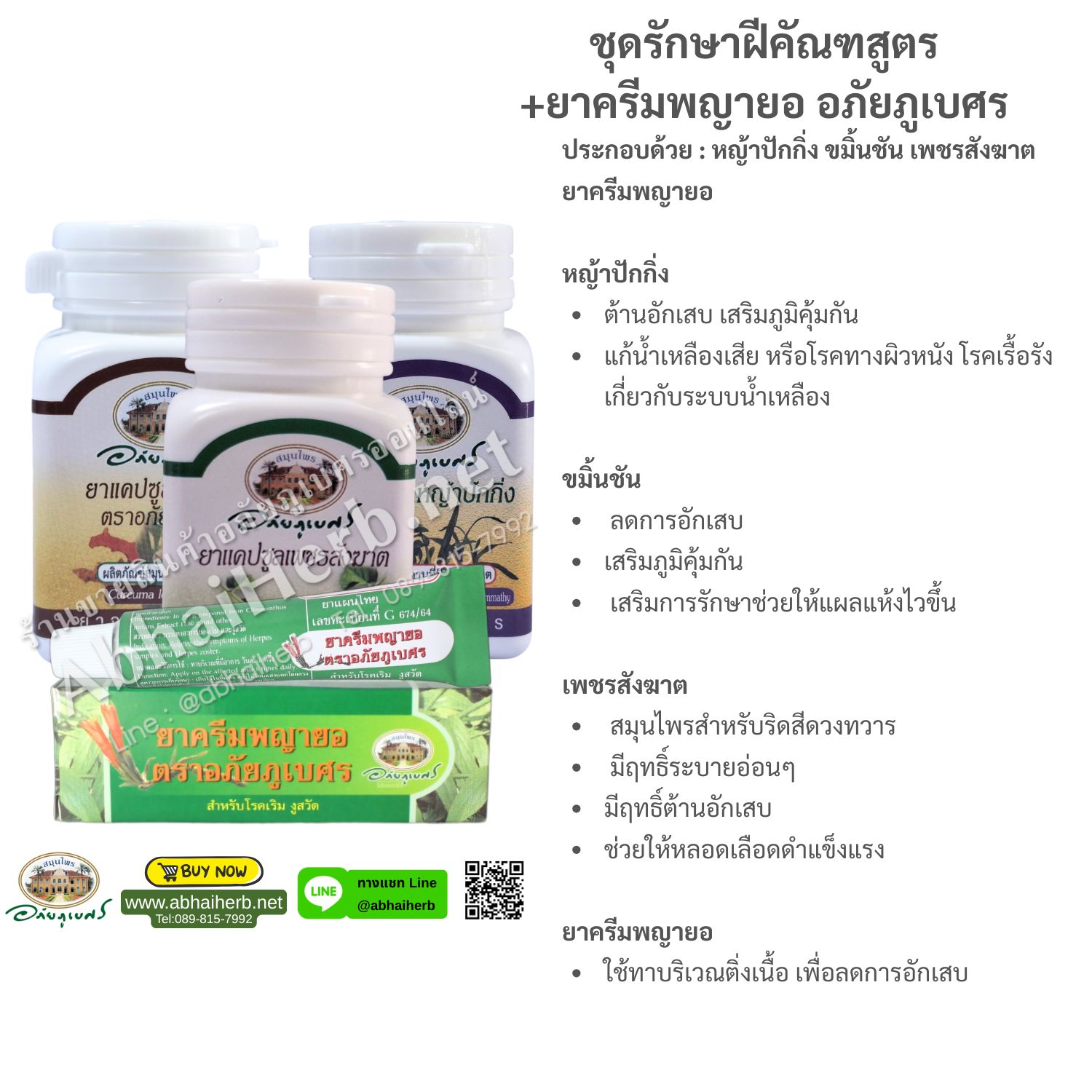 (ลด 10%) ชุดรักษาฝีคัณฑสูตร+ยาครีมพญายอ อภัยภูเบศร