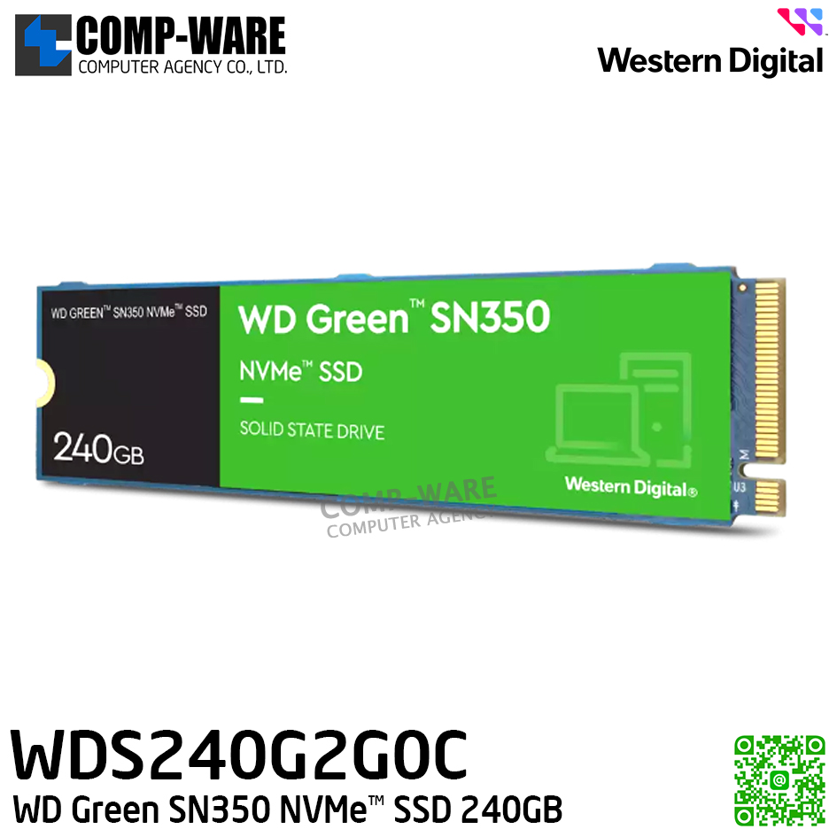 WD SSD GREEN SN350 240GB M.2 NVMe 2280 READ 2400MB/S - WDS240G2G0C- 3Y Warranty