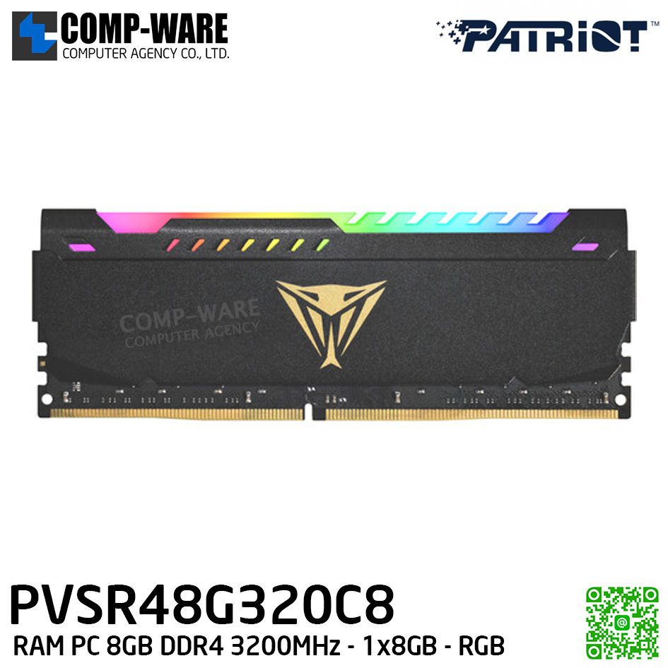 Patriot Viper Steel Series RGB DDR4 8GB (1 x 8GB) 3200MHz Single Module / RAM PC / Life Time Warranty - PVSR48G320C8