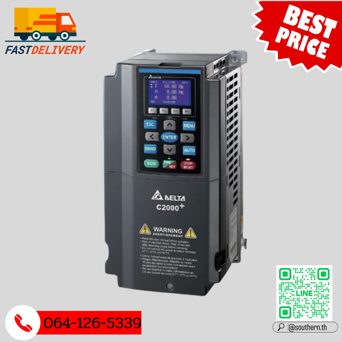 Delta Inverter C2000 VFD150C43A-21 20HP 15kW Input 380V 3-Phase Output 380V 3-Phase