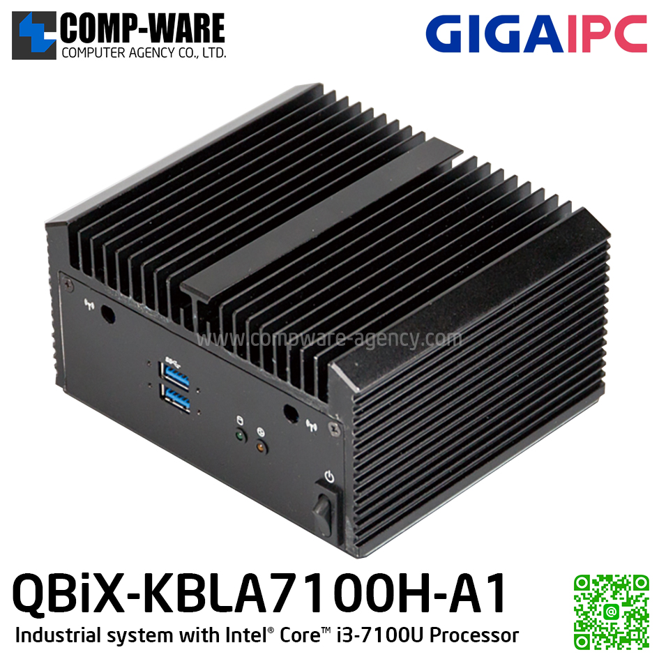 GIGAIPC QBiX-KBLA7100H-A1 INTEL CORE I3-7100U DUAL CORE FANLESS EMBEDDED MINI PC, M.2 NVME SLOT, 2.5" DRIVE SUPPORT, 128GB SSD, 4GB DDR4 , DOS (1-Year Warranty)