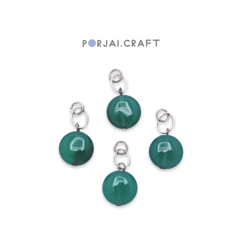 Green Agate Round Flat Pendant จี้อาเกตสีเขียว 12mm