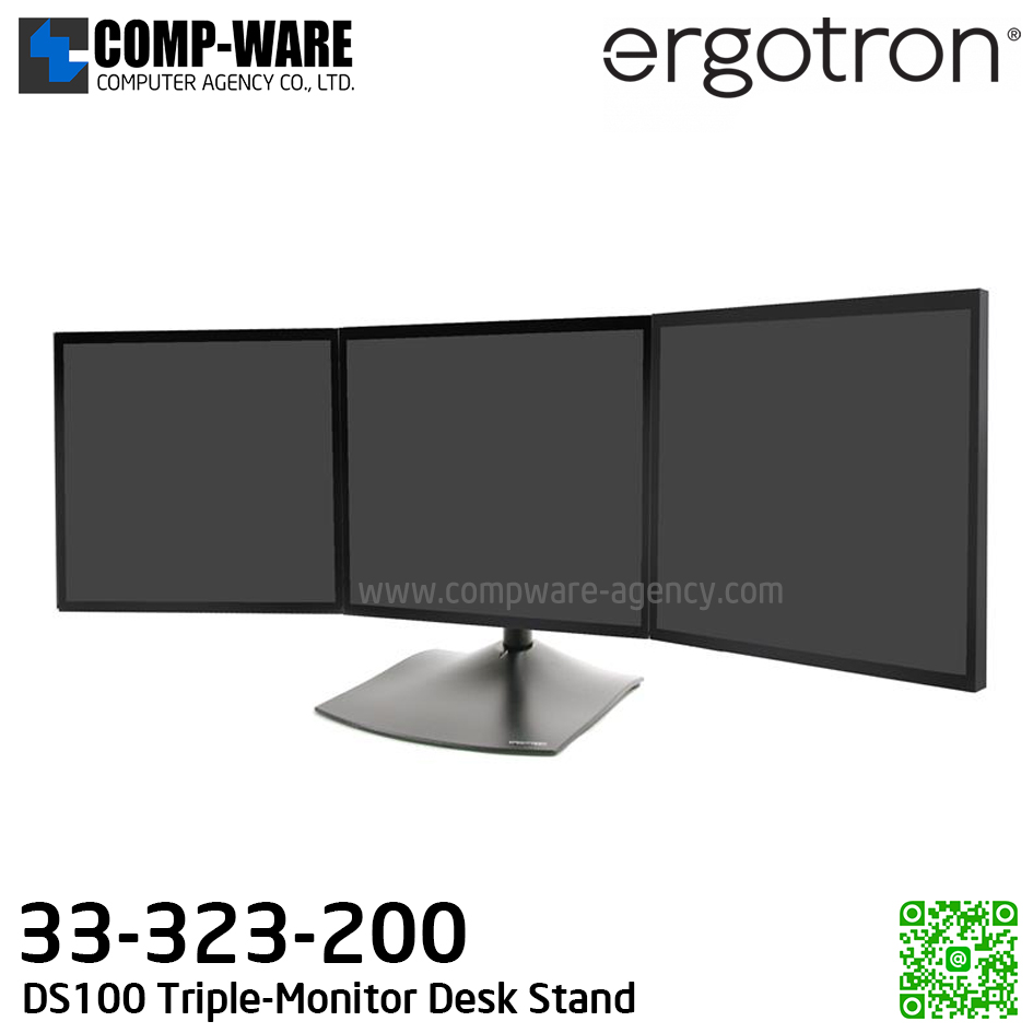 Ergotron DS100 Triple-Monitor Desk Stand (black) Three-Monitor Mount EGT-33-323-200 (5Y Warranty)