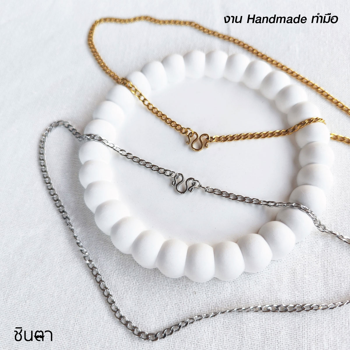 สร้อยสแตนเลสแท้ สร้อยคอพระ สีเงิน สีทอง งานเลเซอร์สแตนเลสแท้ Handmade ตัดมือ รหัส TwoGA ไม่ลอกไม่ดำ นำเสนอโดยร้านชินตา