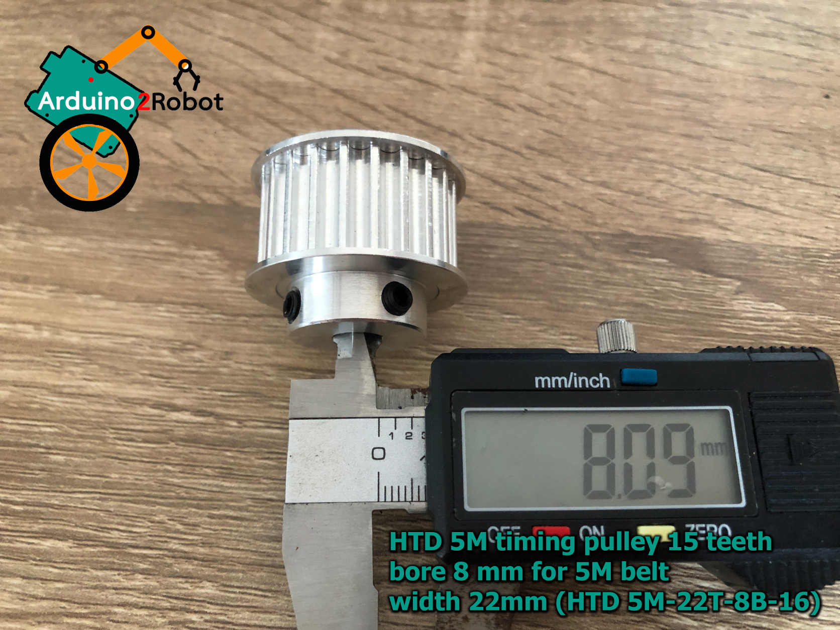 HTD 5M timing pulley 22 teeth bore 8 mm for 5M belt width 16mm (HTD 5M-22T-8B-16)