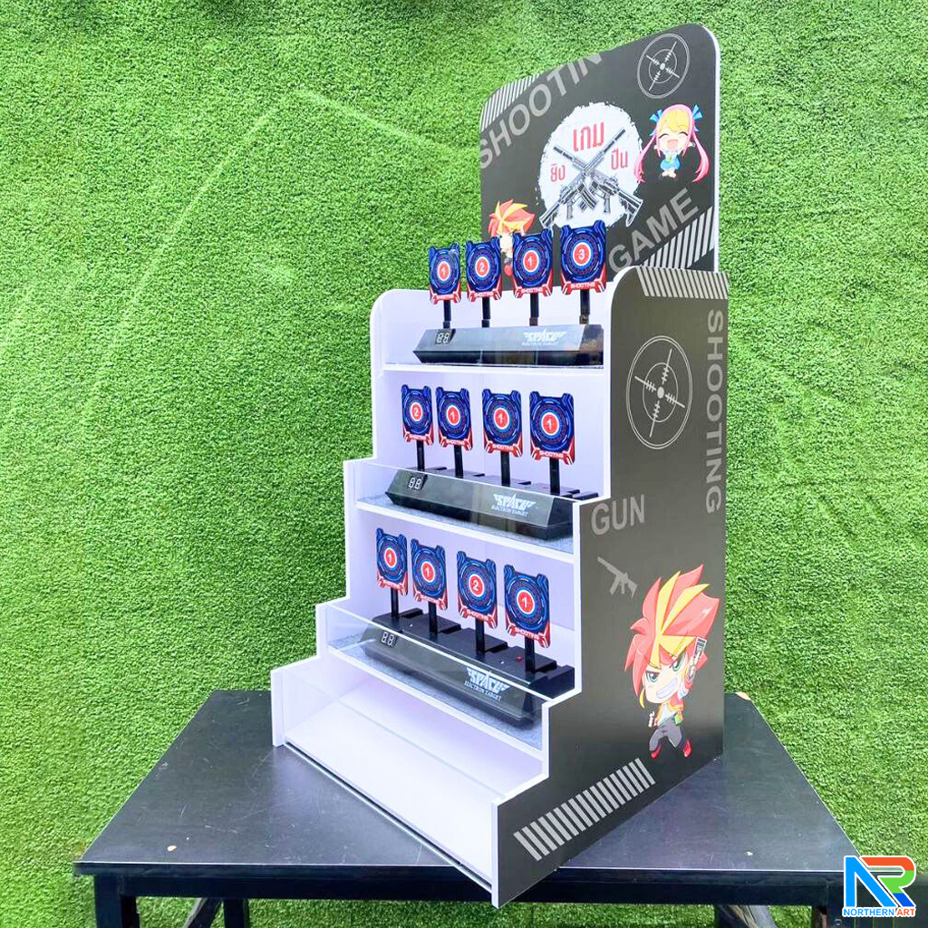 เช่าเกมส์ยิงเป้านิ่ง ตั้งโต๊ะ ขนาด (W)40 x (D)40 x (H)90 cm. พร้อมเป้านิ่ง 4 แผ่น 3 ชุด และปืนกระสุนโฟม 1 กระบอก