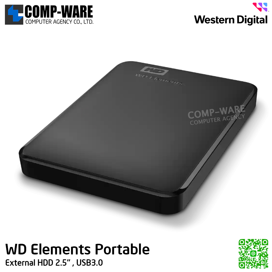 WD Elements Portable 2TB , External HDD 2.5" , USB3.0 (Black) WDBU6Y0020BBK-WESN รับประกัน 3 ปี