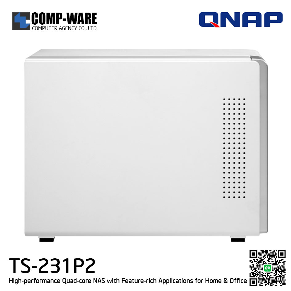 QNAP NAS (2-Bay) TS-231P2 (4GB RAM) High-performance Quad-core NAS with Feature-rich Applications for Home & Office
