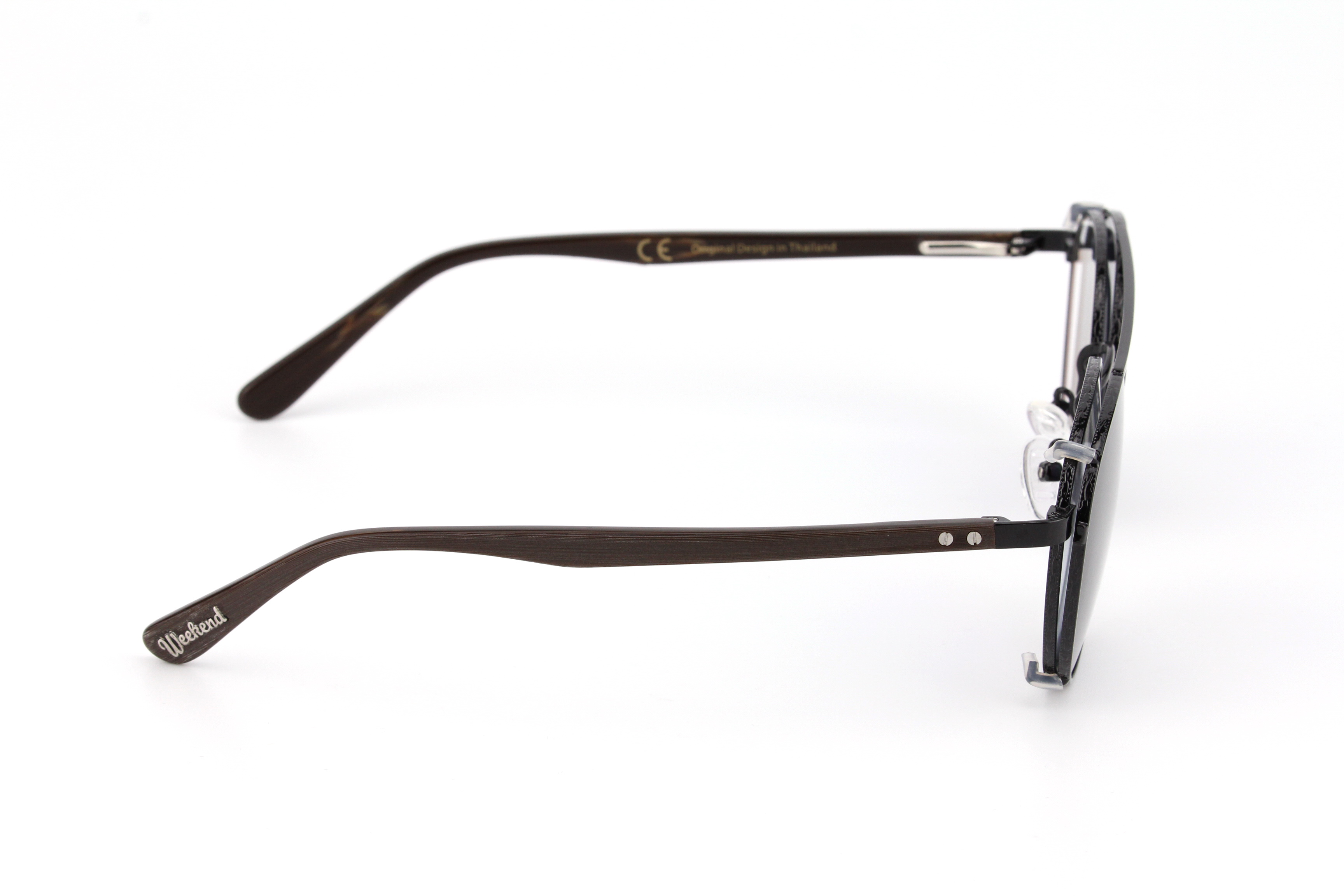 กรอบแว่นสายตาพร้อมคลิปกันแดด Weekend Round Black