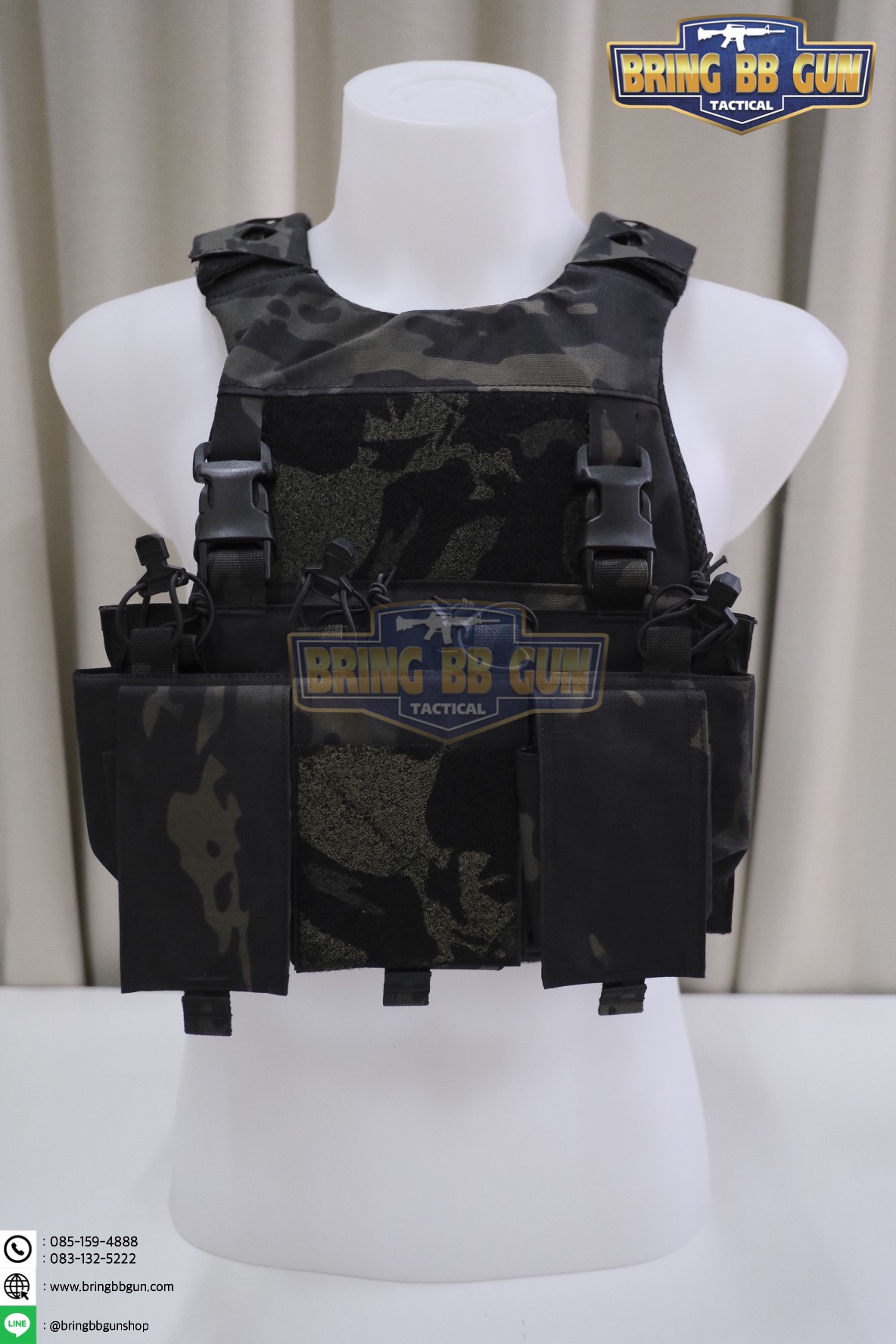 เพ้าแม็กกาซีน 5.56 แบบ4ช่อง ติดเสื้อเกราะ/เสื้อเวส (5.56 Quadruple mag plate) (Velcro Front Panel)