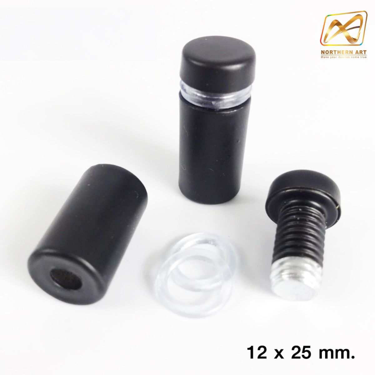 หมุดลอยสแตนเลส สีดำ ยึดกรอบภาพอะคริลิค หรือหมุดยึดกระจก (สั่งขั้นต่ำ 12 อัน)