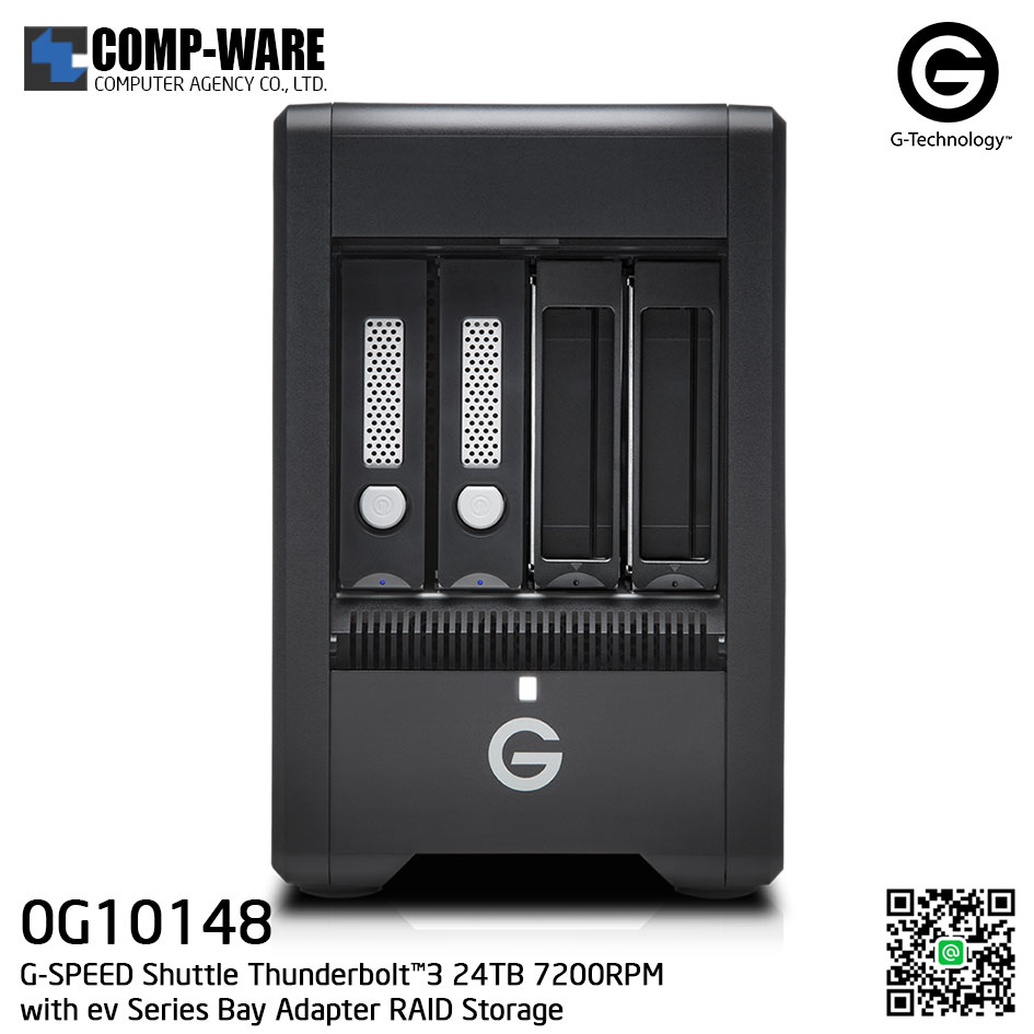 G-Technology G-SPEED Shuttle Thunderbolt™3 24TB 7200RPM with ev Series Bay Adapter RAID Storage - 0G10148