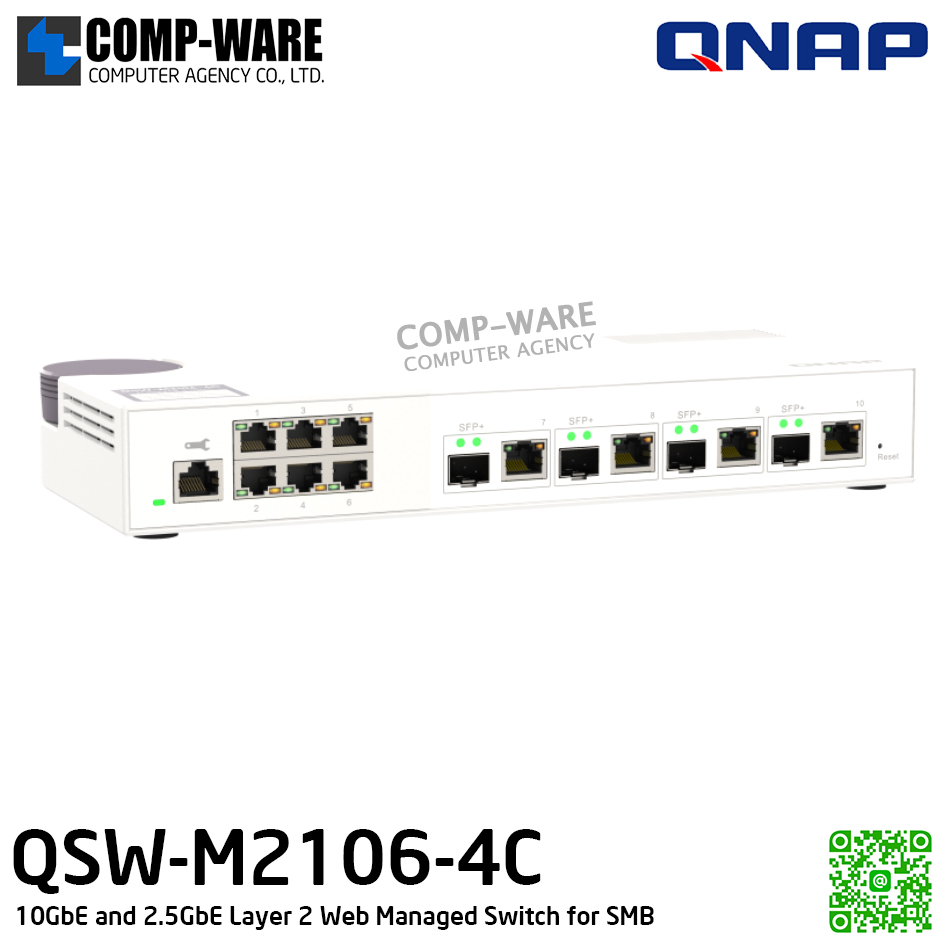 QNAP QSW-M2106-4C 10GbE and 2.5GbE Layer 2 Web Managed Switch for SMB / 2Year Warranty