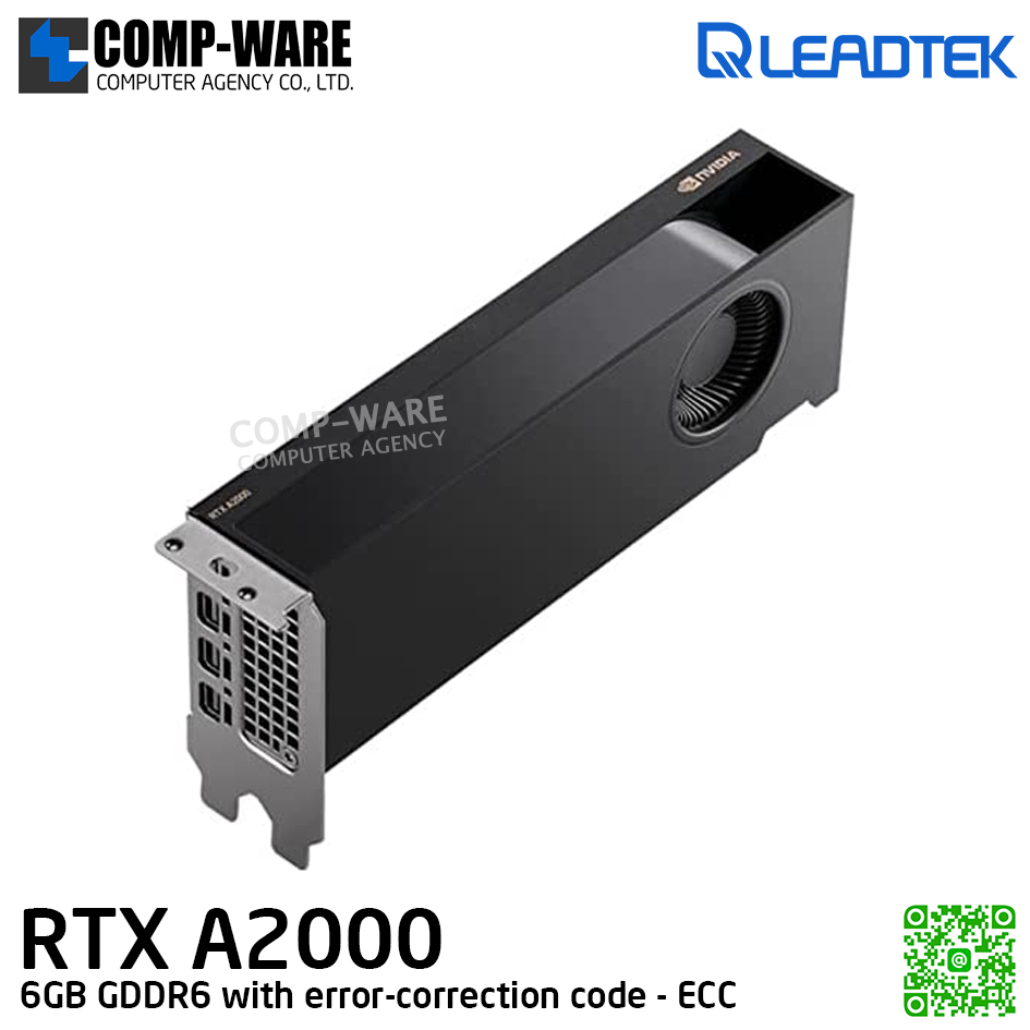 Leadtek NVIDIA RTX A2000 (6GB GDDR6 with ECC) Workstation Graphics Card for revolutionary designs, scientific breakthroughs, and immersive entertainment รับประกัน 3ปี