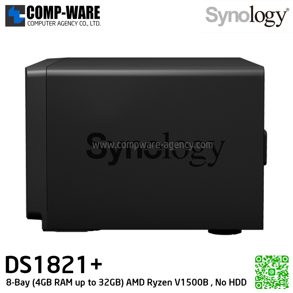 Synology DiskStation (8-Bay) DS1821+ (4GB RAM up to 32GB) AMD Ryzen V1500B 4-core 2.2 GHz, No HDD