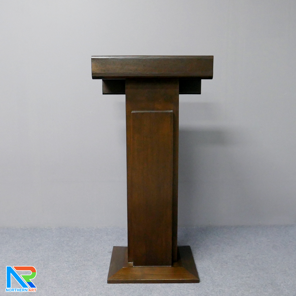 โพเดียมไม้ สีโอ๊ค ทรงโมเดิร์น TOPตรง ขนาด (W)55.5 x (L)42 cm. สูง 111 cm.