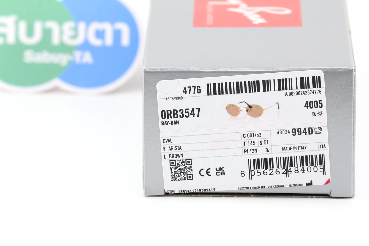 RayBan Oval RB3547 001/53 (ทรงรี)