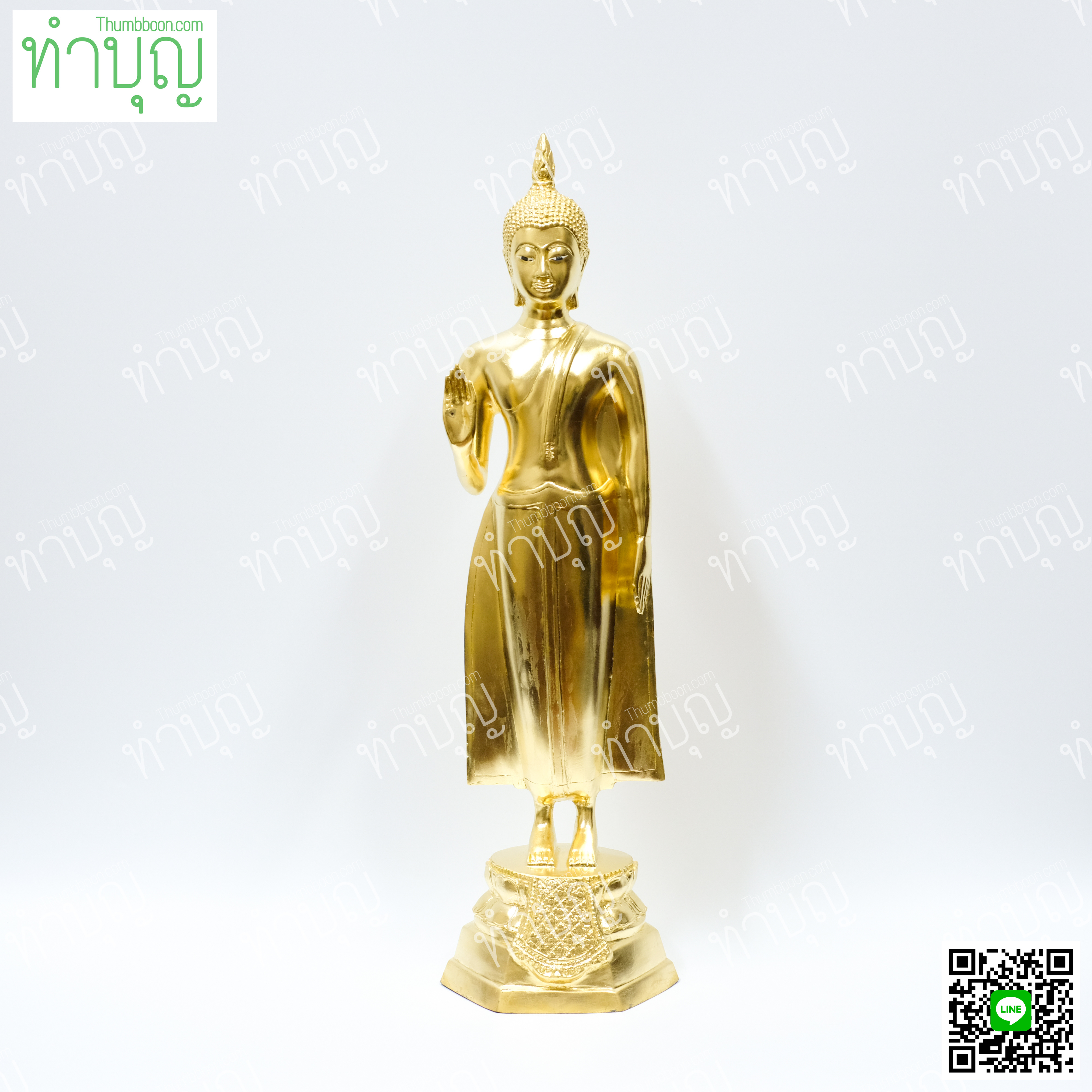 พระประจำวันจันทร์ (ปางห้ามญาติ) 9" ปิดทอง