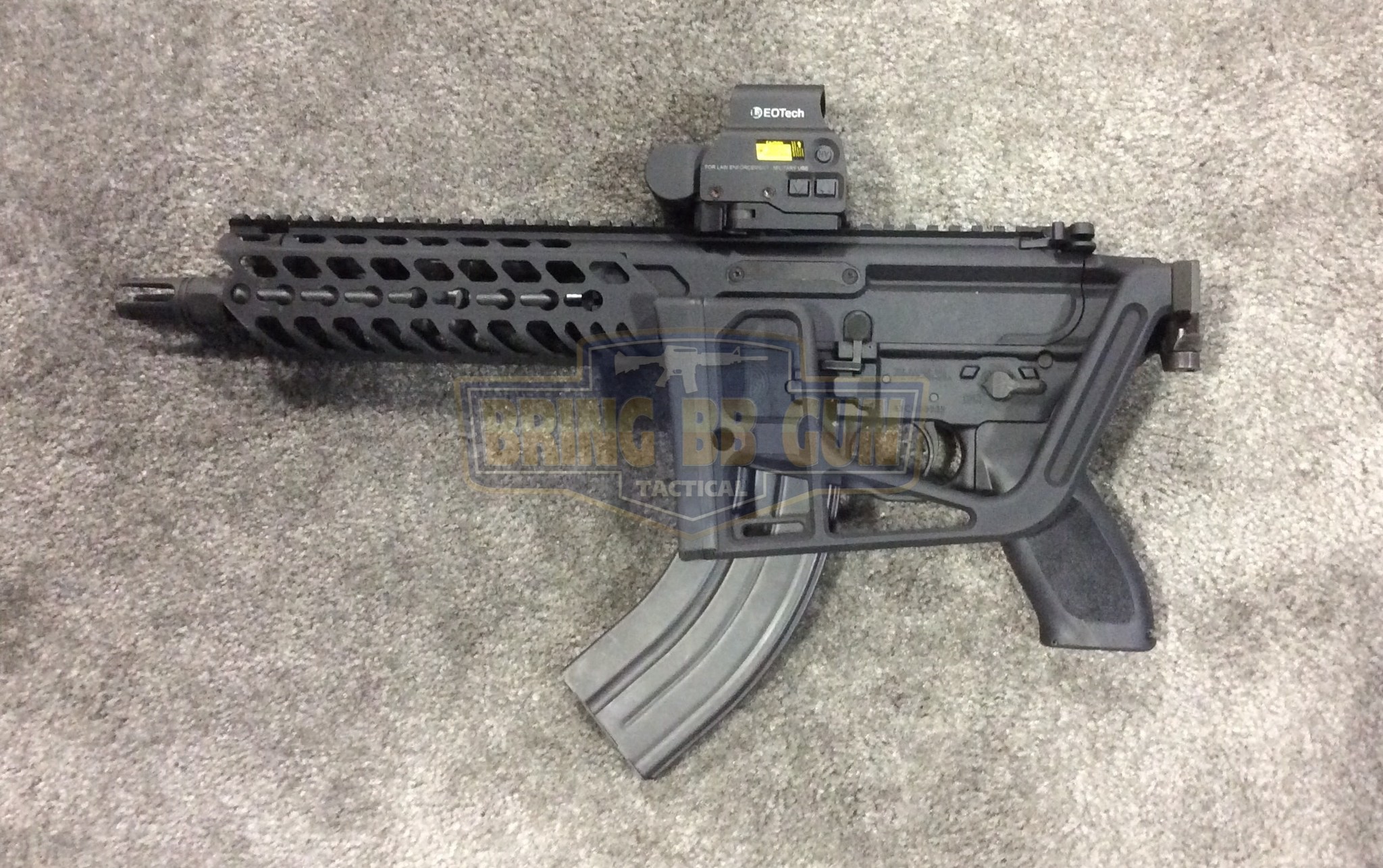 พานท้ายปืนแบบพับได้ ยี่ห้อ 5KU รุ่น Folding Visor Stock 1913 Interface (พานท้ายสำหรับหน้ากากกันแก๊สพิษ)