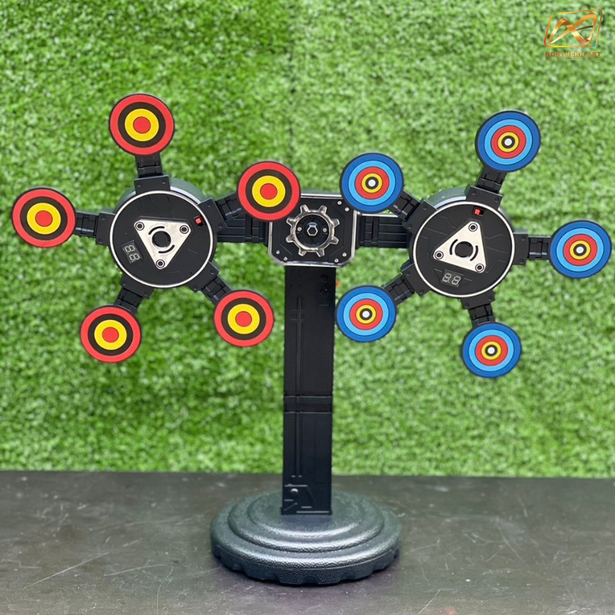 เกมส์ยิงเป้าหมุน เป้าหมุน 360 องศา จำนวน 10 เป้า จอ LED นับคะแนน พร้อมปืนกระสุนโฟม 1 ชุด