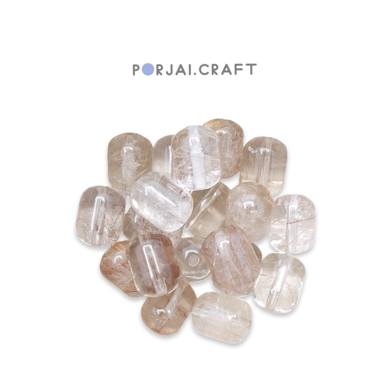 Golden Rutilated Cylinder Bead ลูกปัดไหมทอง 15mm
