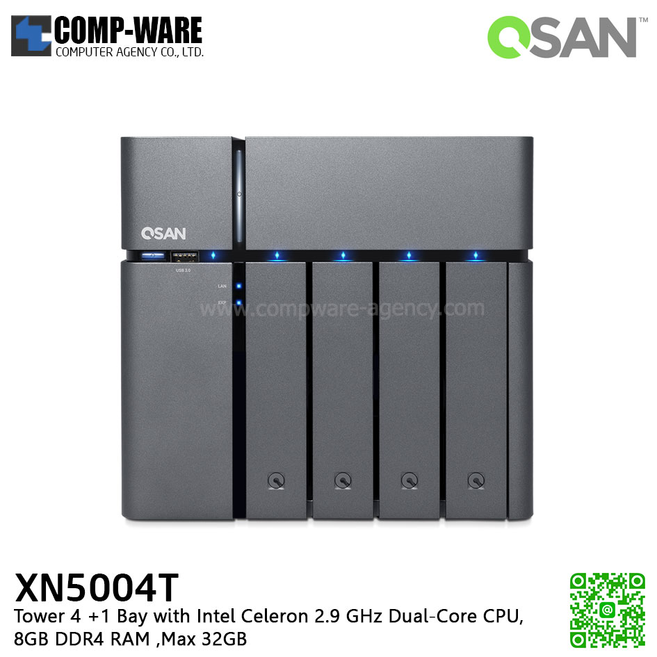 QSAN (4+1 Bays) XCubeNAS XN5004T (8GB RAM) Tower NAS Storage , No HDD