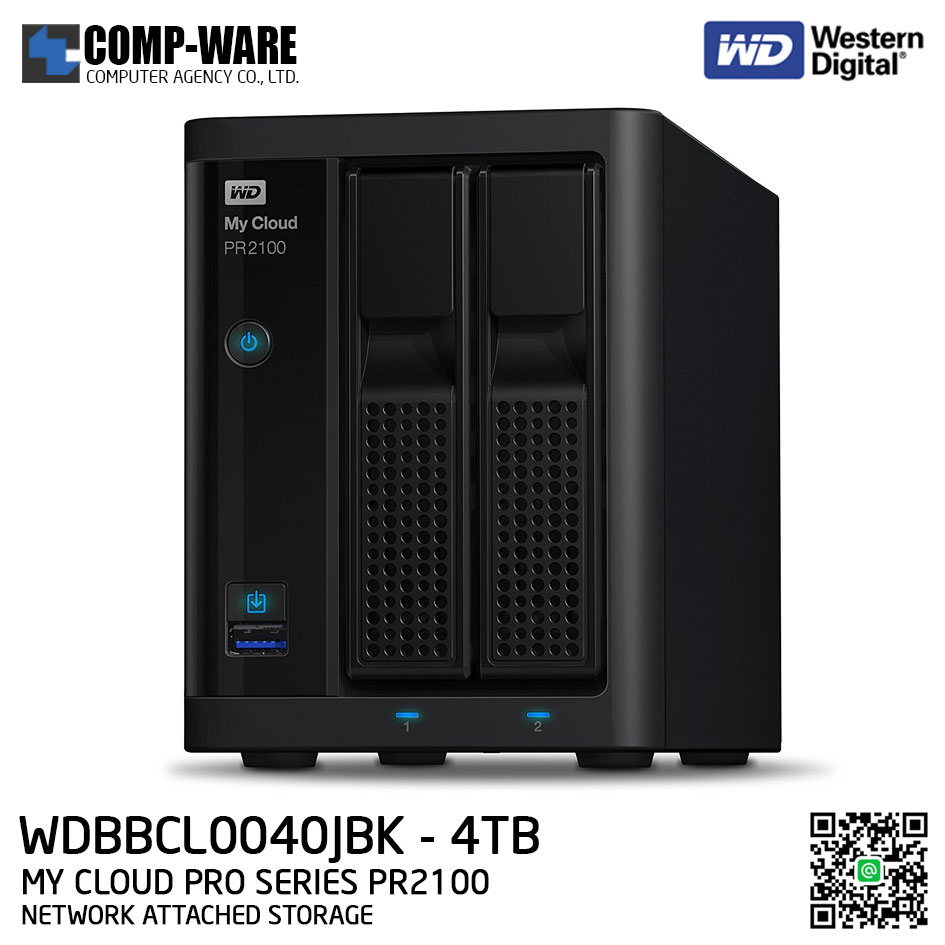 WD 4TB My Cloud Pro Series PR2100 2-Bay Network Attached Storage - WDBBCL0040JBK-SESN รับประกัน 3 ปี // Pre-order สั่งซื้อขั้นต่ำ 2 ชิ้นขึ้นไป