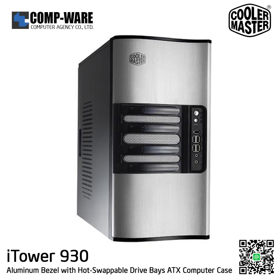 Cooler Master iTower 930 Mid-Tower Silver SECC Body, Aluminum Bezel with Hot-Swappable Drive Bays ATX Computer Case