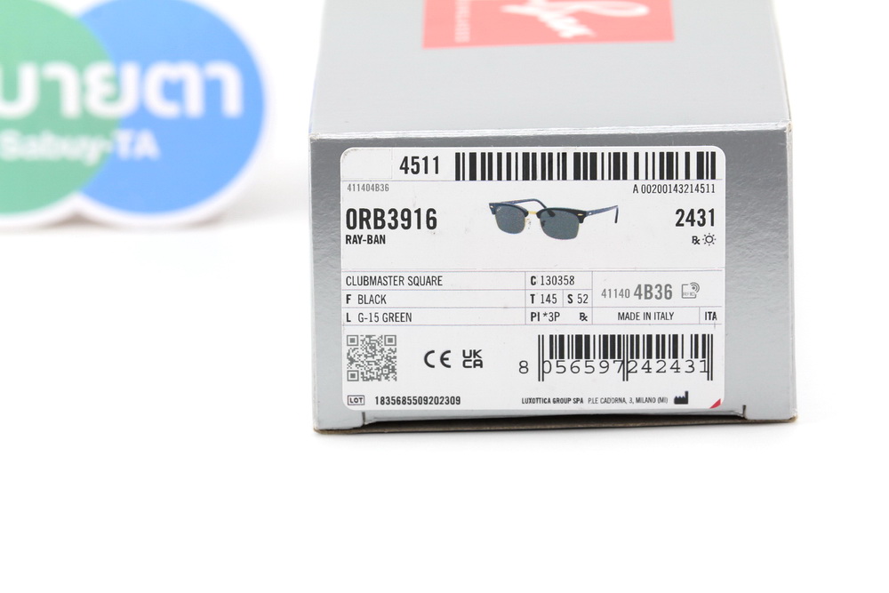 RayBan CLUBMASTER SQUARE RB3916 130358 Polarized Lens