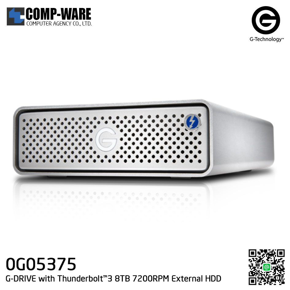 G-Technology G-DRIVE with Thunderbolt™3 8TB 7200RPM External Hard Drive Silver - 0G05375