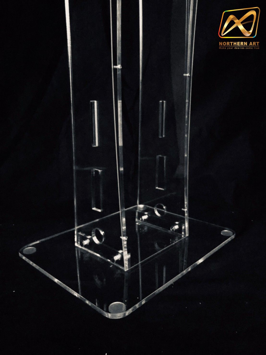 โพเดียมอะคริลิคใส รุ่น AC-12 ด้านหน้าอะคริลิคฝ้า TOP เอียง ขนาด(W)60 x (L)45 x (H) 113 cm.
